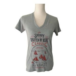 Sperry United By Blue Nautical American Affair V Neck T-Shirt Size XS